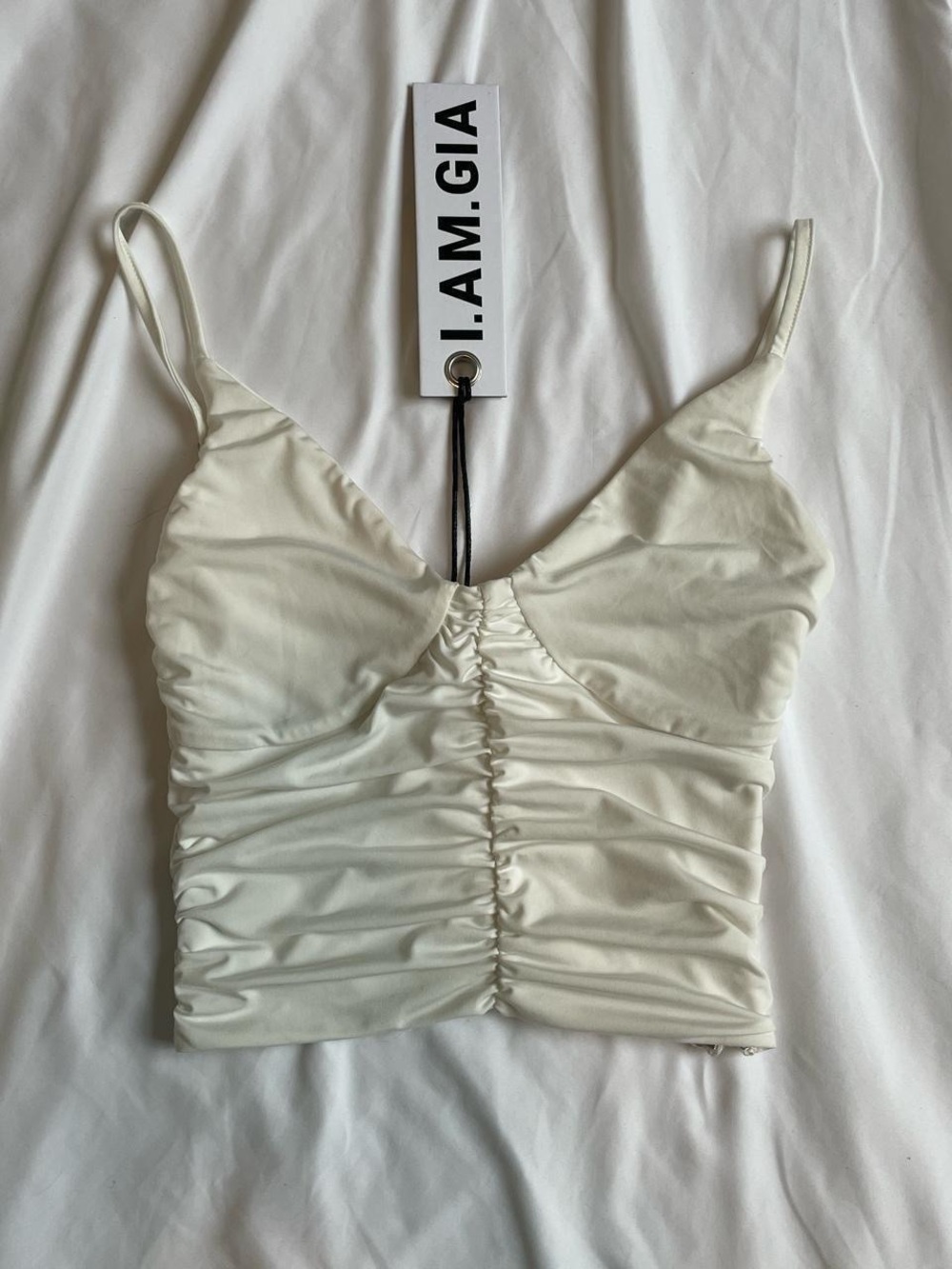 I.AM.GIA Cream Ruched Cami Top